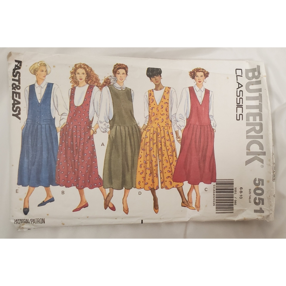 Vintage 1990 Pinafore Dress Set Pattern